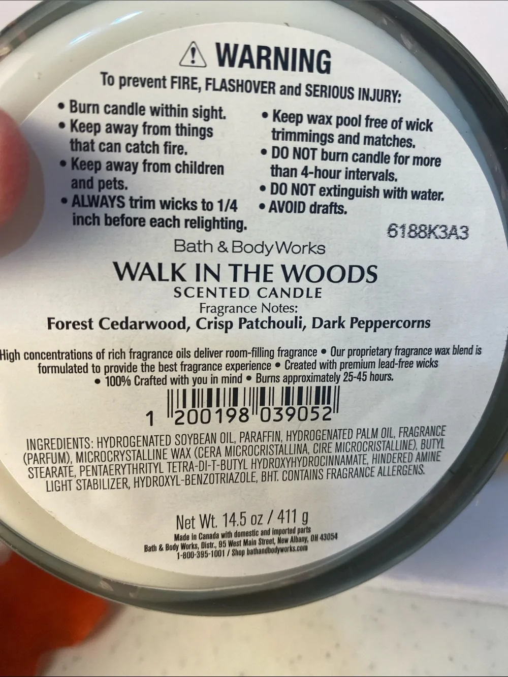 “Walk in the Woods” New 3 Wick Bath & Body Works Fall Autumn Candle